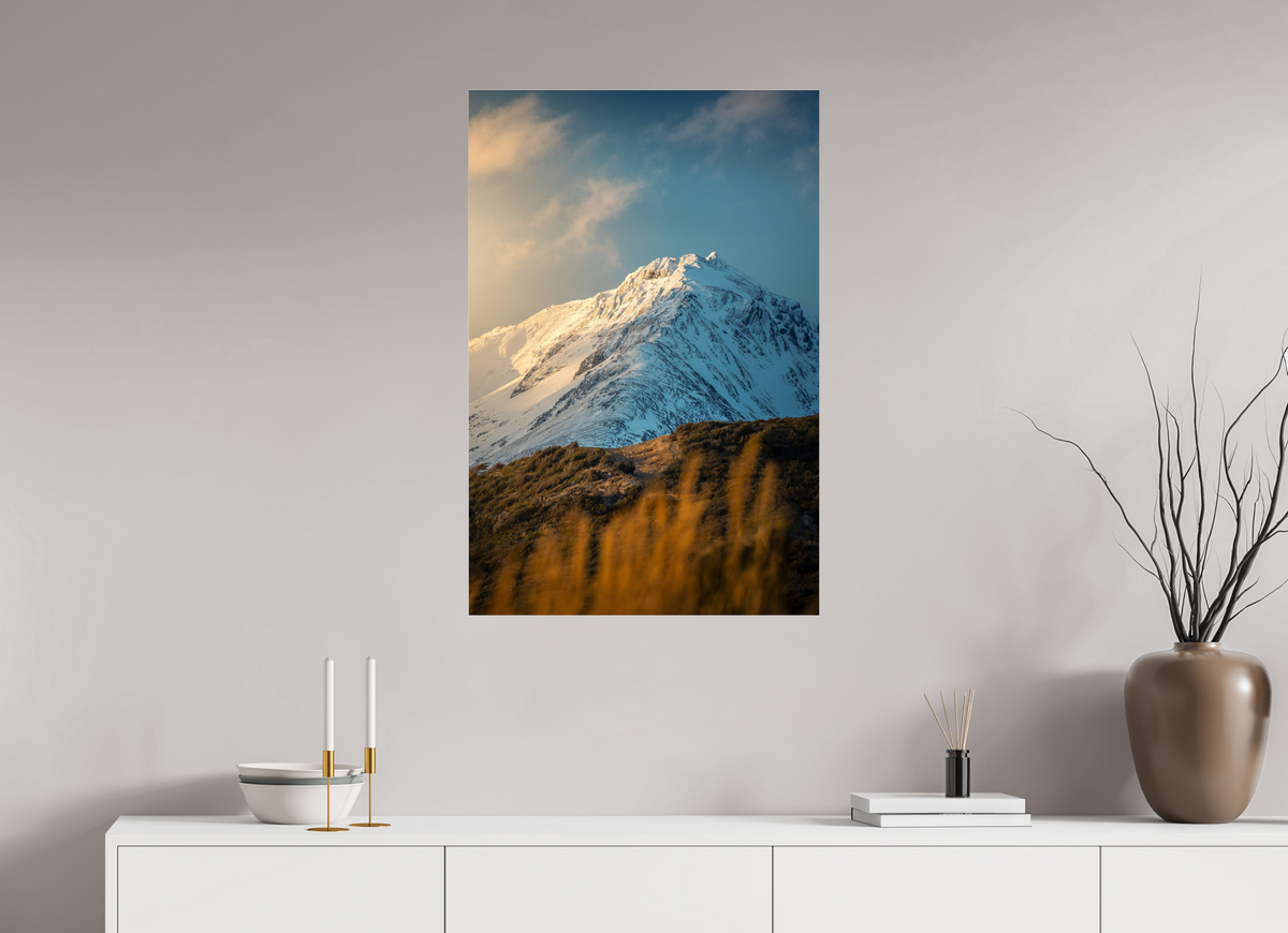 60 x 90 cm, Photo Print Under Acrylic Glass Sunlit Peaks, Ushuaia