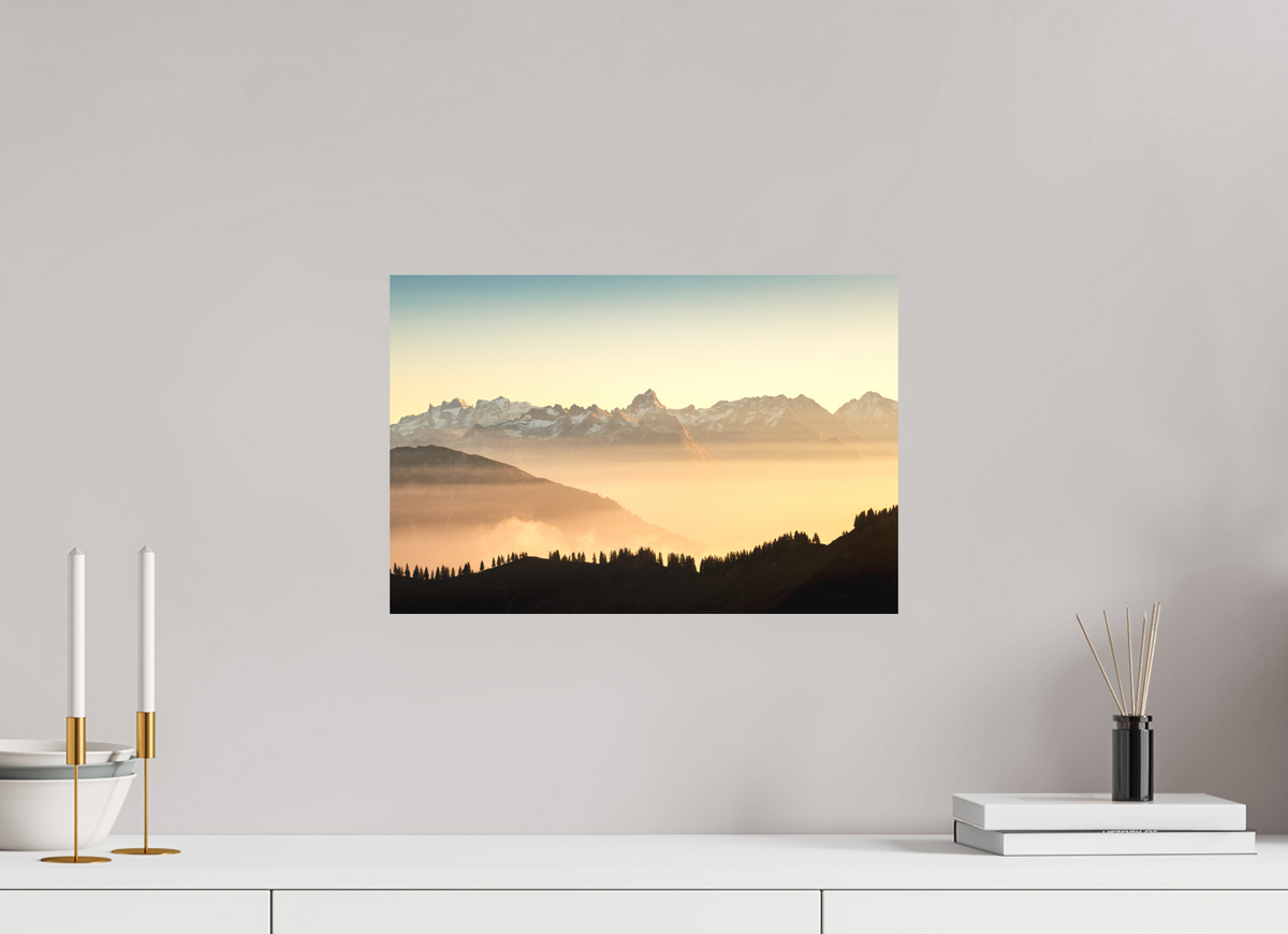 45 x 30 cm, Papierprint ohne Rahmen Zimba Above the Sea of Fog, Vorarlberg