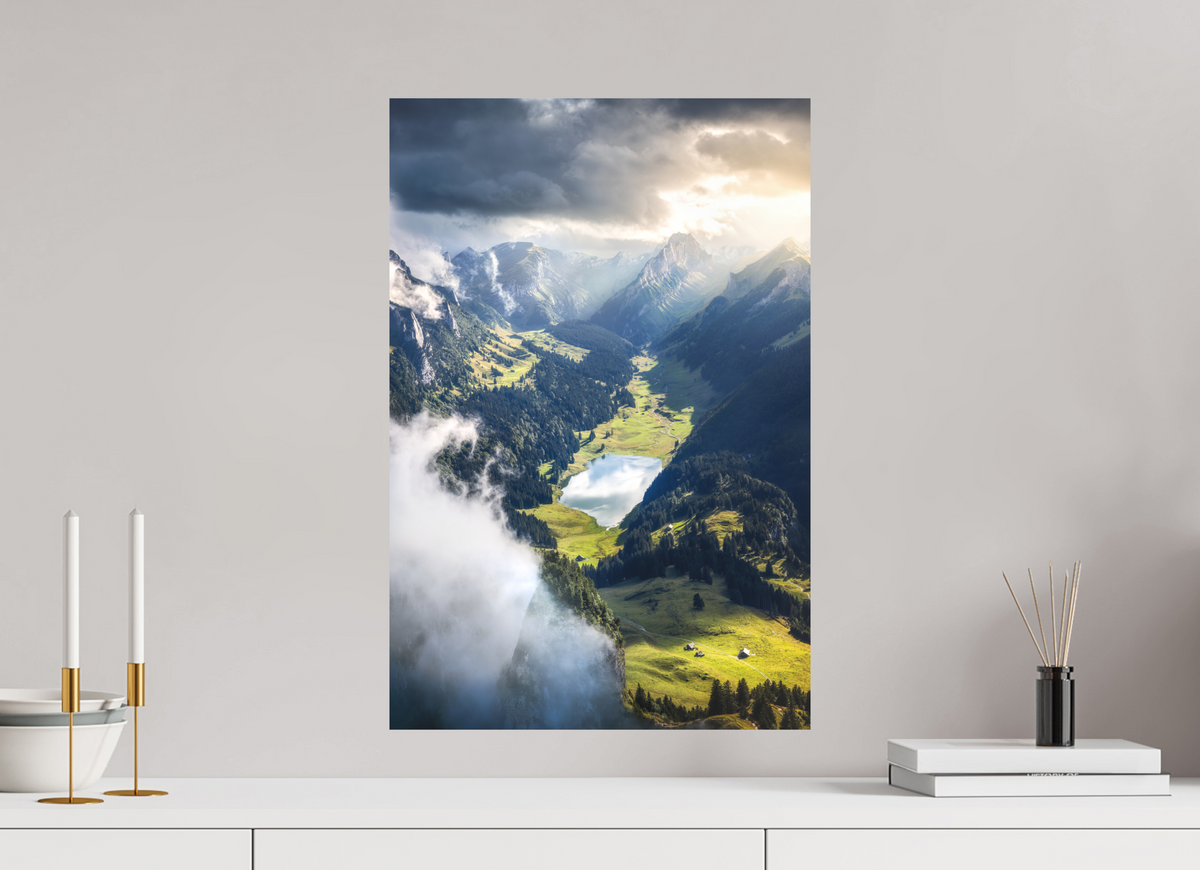 40 x 60 cm, Papierprint ohne Rahmen Alpine Valley and Lake, Hoher Kasten