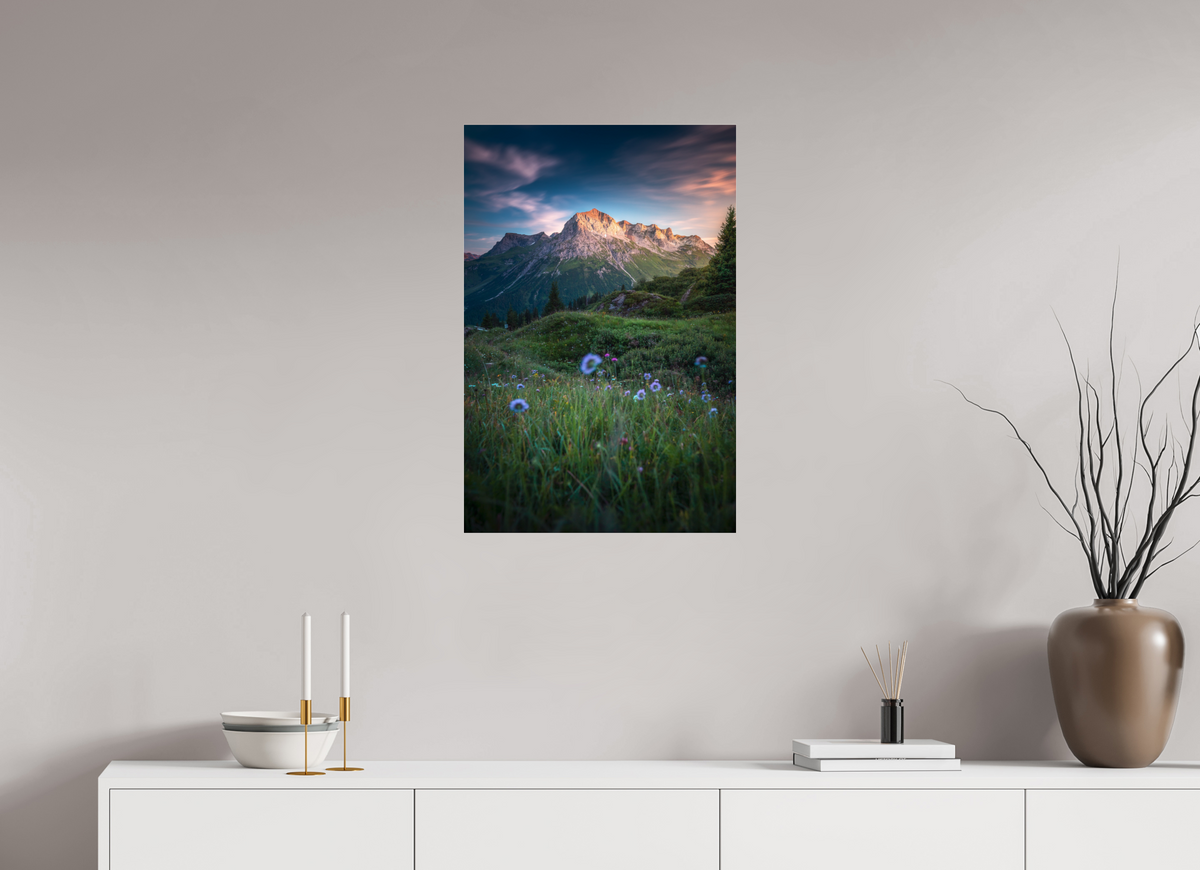 50 x 75 cm, Photo Print Under Acrylic Glass Omeshorn Sunset, Lech Austria