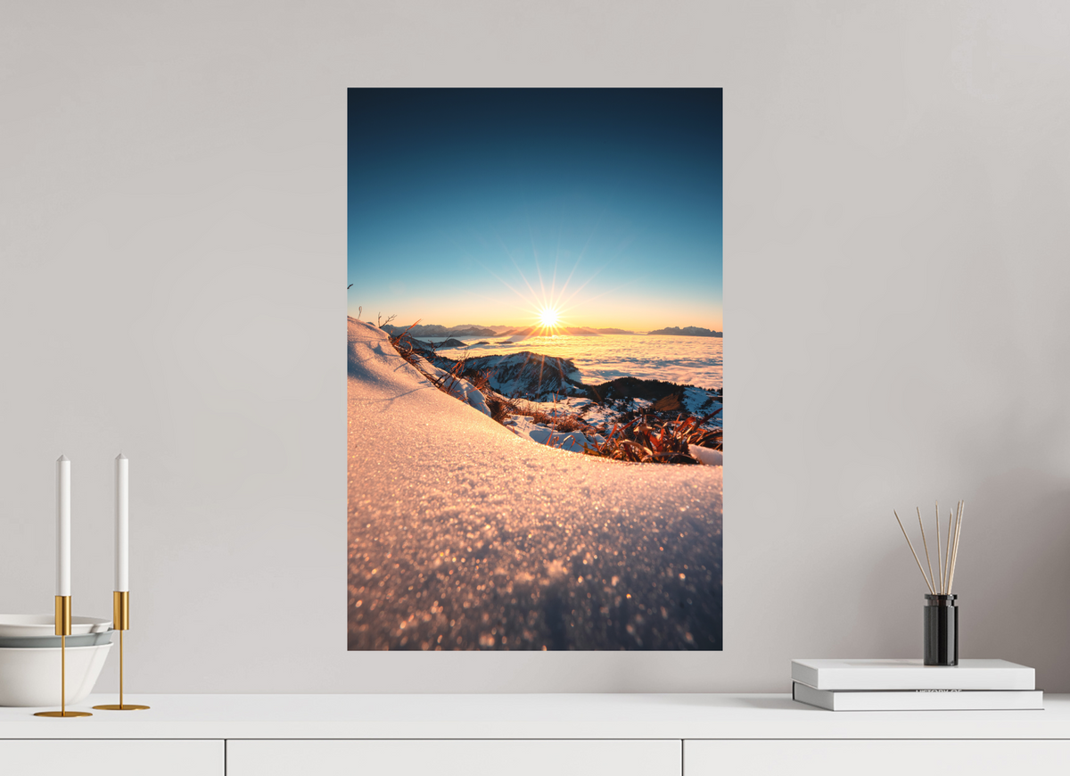 40 x 60 cm, Papierprint ohne Rahmen Sunset Mountain Layers, Vorarlberg