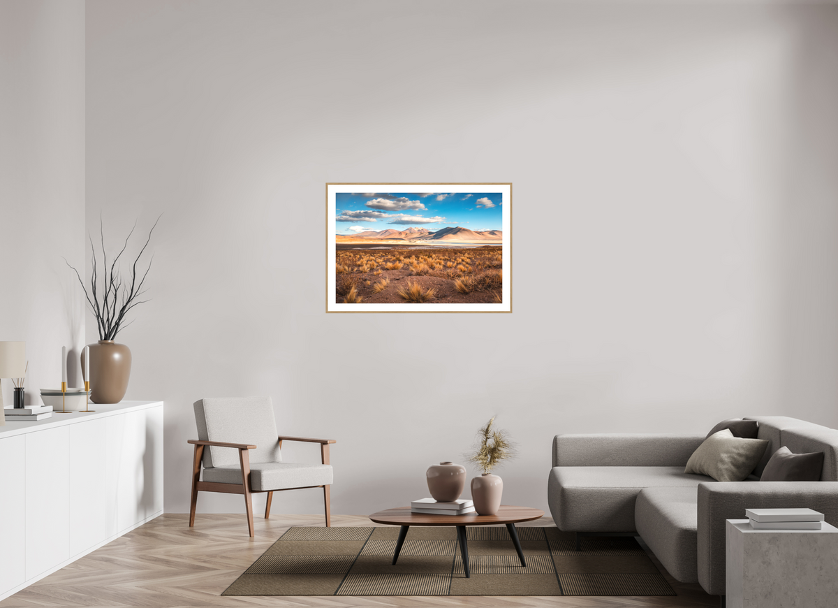 105 x 70 cm, Rahmen-Holzoptik Golden Light in the Atacama Desert