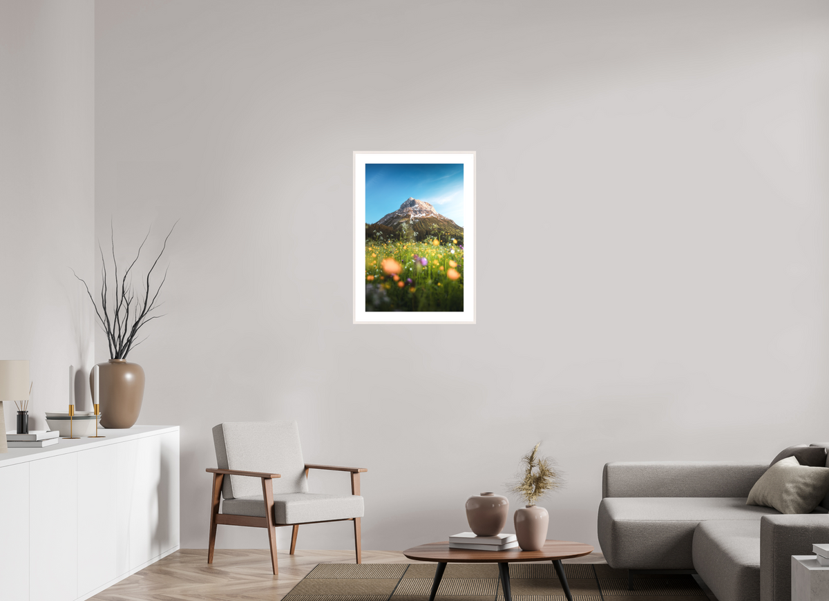 50 x 75 cm, Rahmen-Weiß Omeshorn in the Sunset Glow, Lech