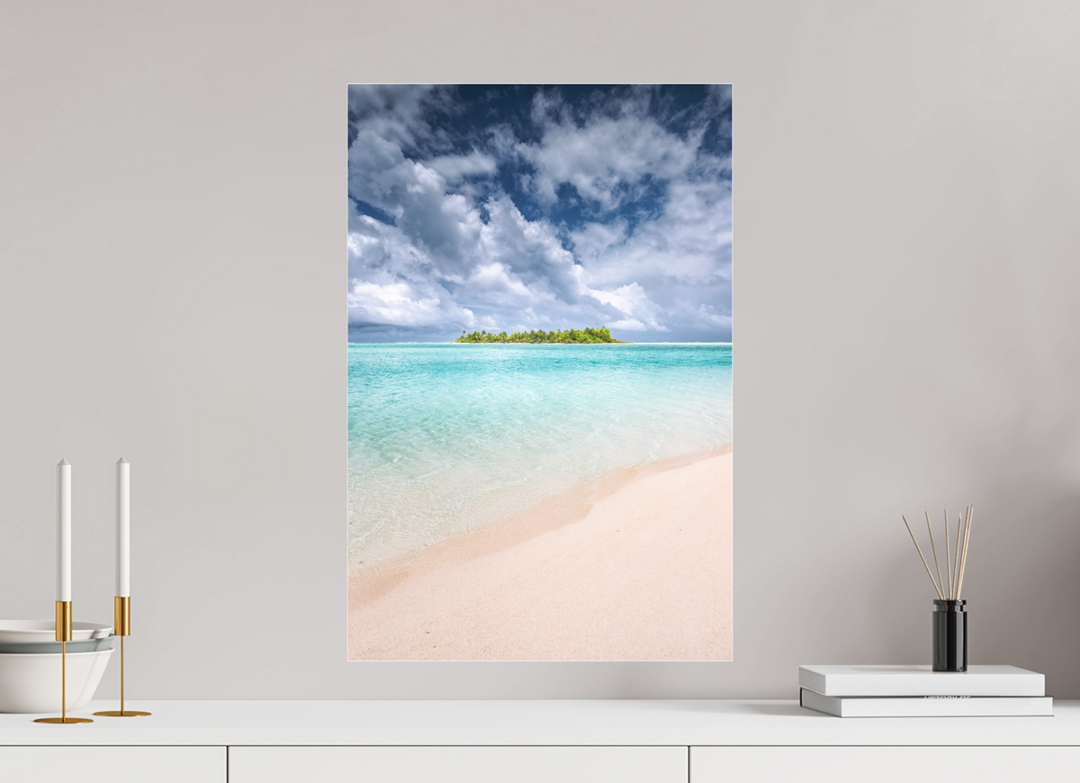 40 x 60 cm, Photo Print Under Acrylic Glass Tropical Coastline, Aitutaki