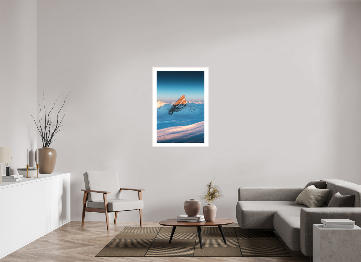70 x 105 cm, Rahmen-Weiß Roggspitze Sunset Light, Arlberg