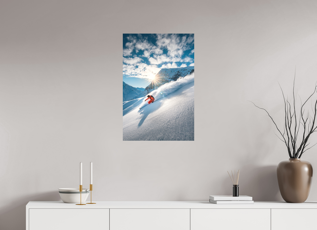 50 x 75 cm, Papierprint ohne Rahmen Freeride Skiing, Lech Zürs Arlberg