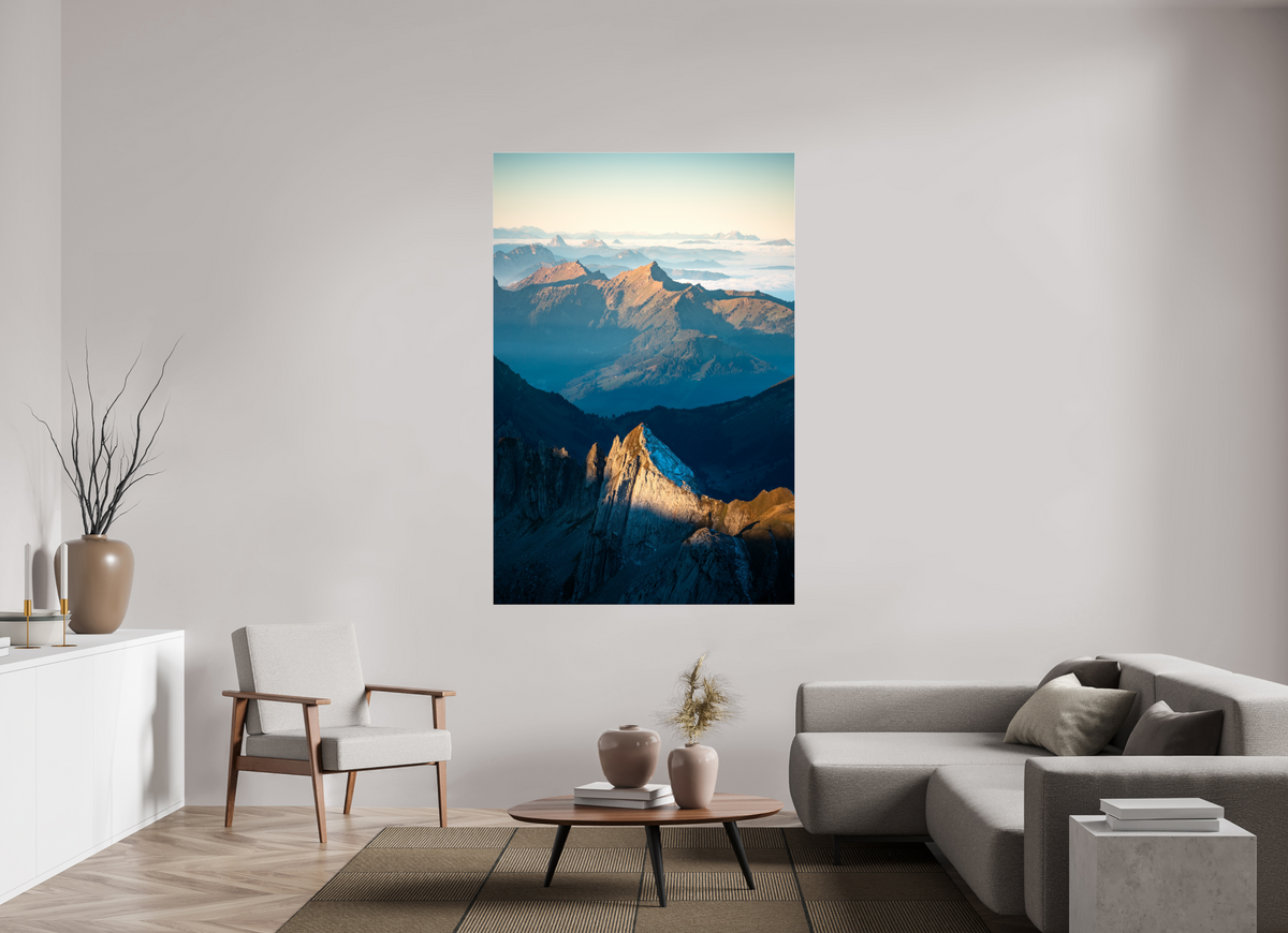 120 x 180 cm, Photo Print Under Acrylic Glass Säntis Peak at Sunrise, Switzerland