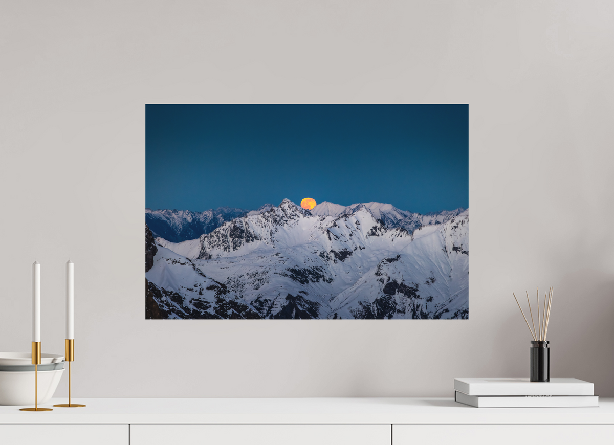 60 x 40 cm, Papierprint ohne Rahmen Moonrise at Trittkopf, Arlberg