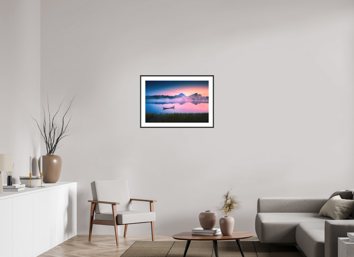 75 x 50 cm, Rahmen-Schwarz Evening Mood, Lofoten