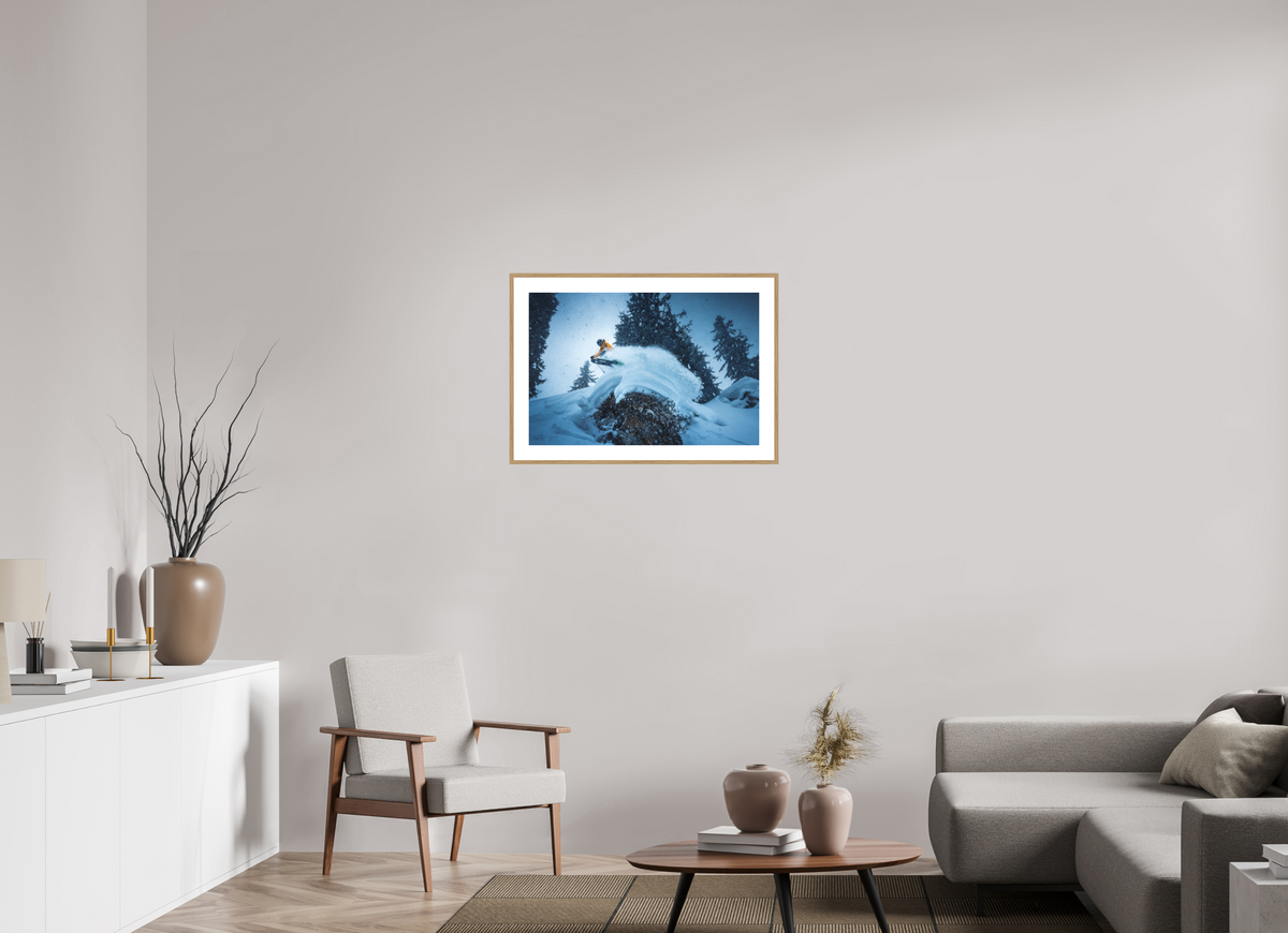75 x 50 cm, Rahmen-Holzoptik Freeride Jump, Sonnenkopf