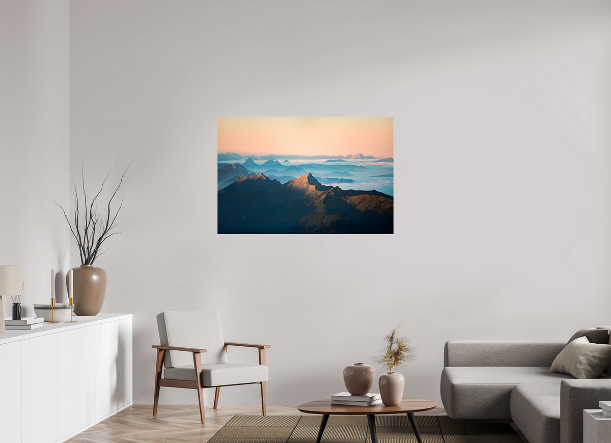120 x 80 cm, Photo Print Under Acrylic Glass Säntis Sunrise, Silhouette Peaks