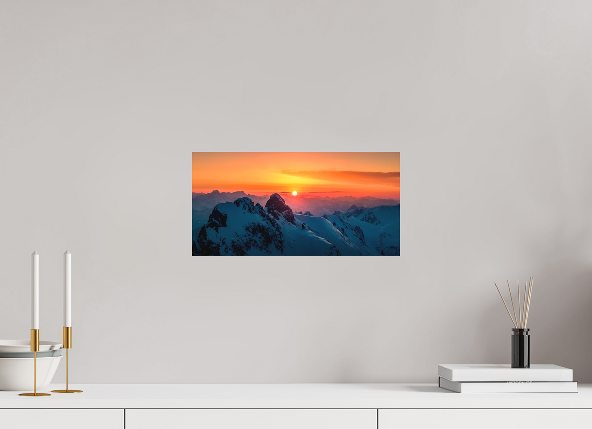 40 x 20 cm, Papierprint ohne Rahmen Winter Sunset Above Lech Zürs, Arlberg