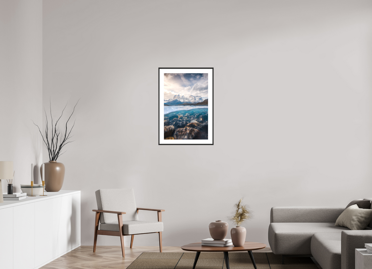 50 x 75 cm, Rahmen-Schwarz Torres del Paine, Reflection