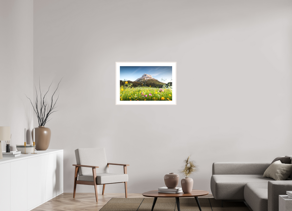 75 x 50 cm, Rahmen-Weiß Omeshorn, Lech Alps