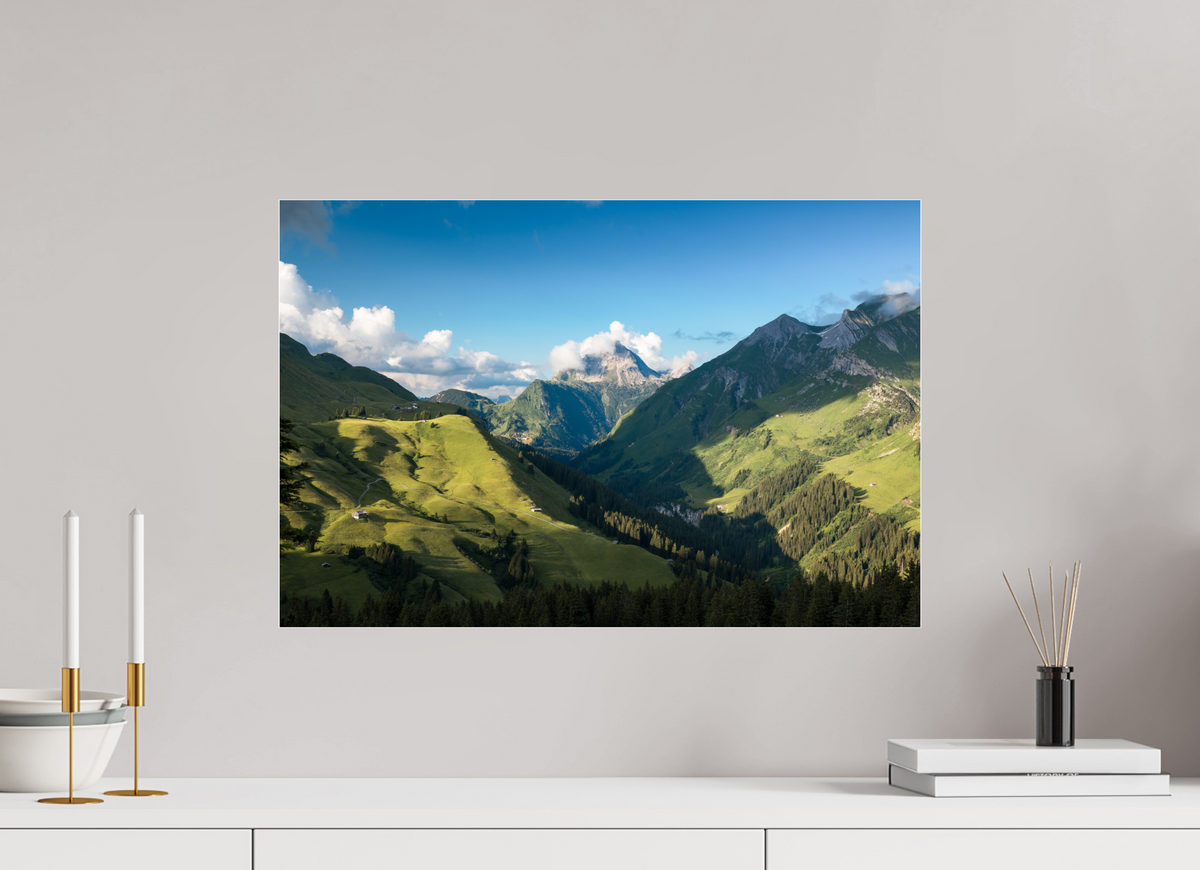 60 x 40 cm, Photo Print Under Acrylic Glass Valley View to the Biberkopf, Warth