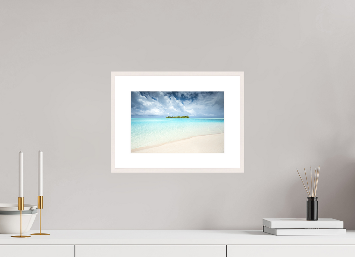 30 x 20 cm, Rahmen-Weiß Island in the Lagoon, Aitutaki