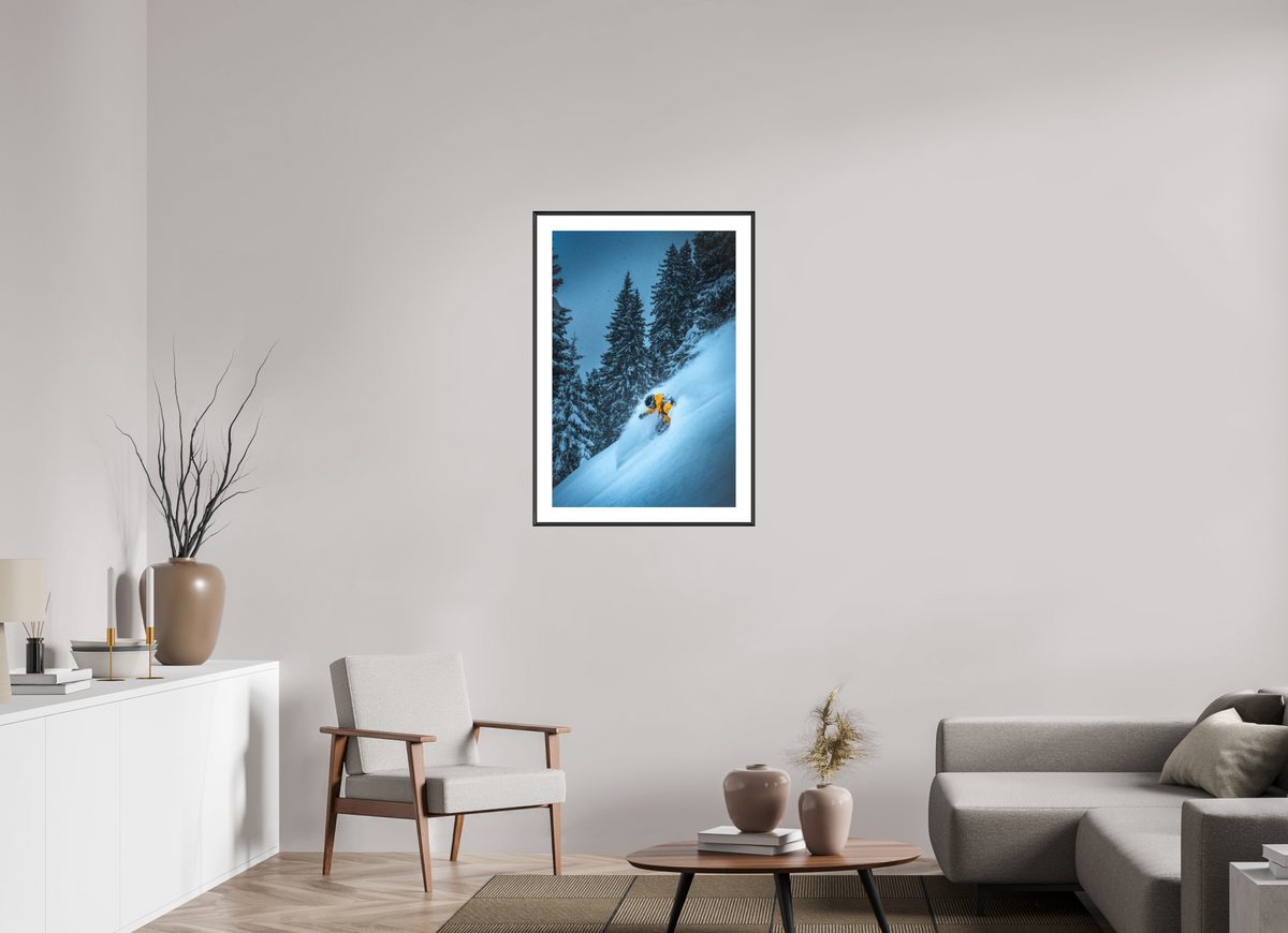 60 x 90 cm, Rahmen-Schwarz Powder Turn at the Sonnenkopf, Klostertal