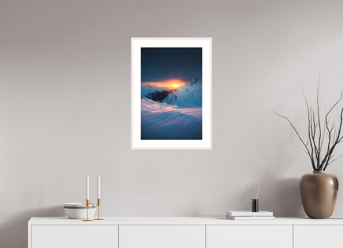40 x 60 cm, Rahmen-Weiß Sunset Above Zürs, Arlberg