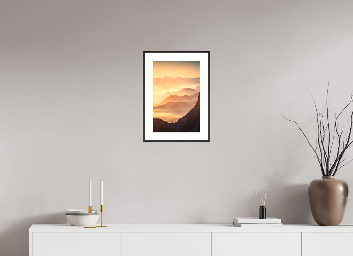 30 x 45 cm, Rahmen-Schwarz Säntis Ridge Silhouette, Switzerland