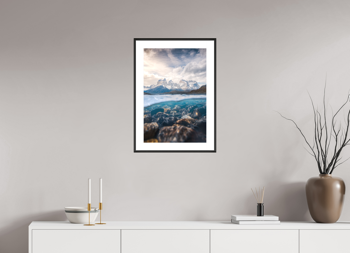 40 x 60 cm, Rahmen-Schwarz Torres del Paine, Reflection