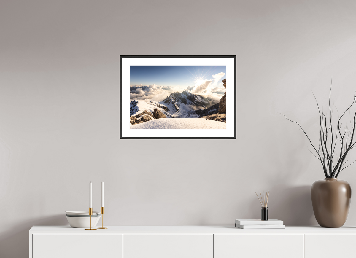 60 x 40 cm, Rahmen-Schwarz Dramatic Sunset at the Valluga, Arlberg