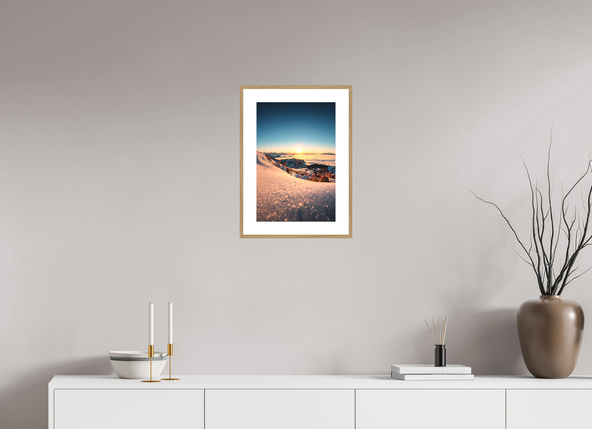 30 x 45 cm, Rahmen-Holzoptik Sunset Mountain Layers, Vorarlberg