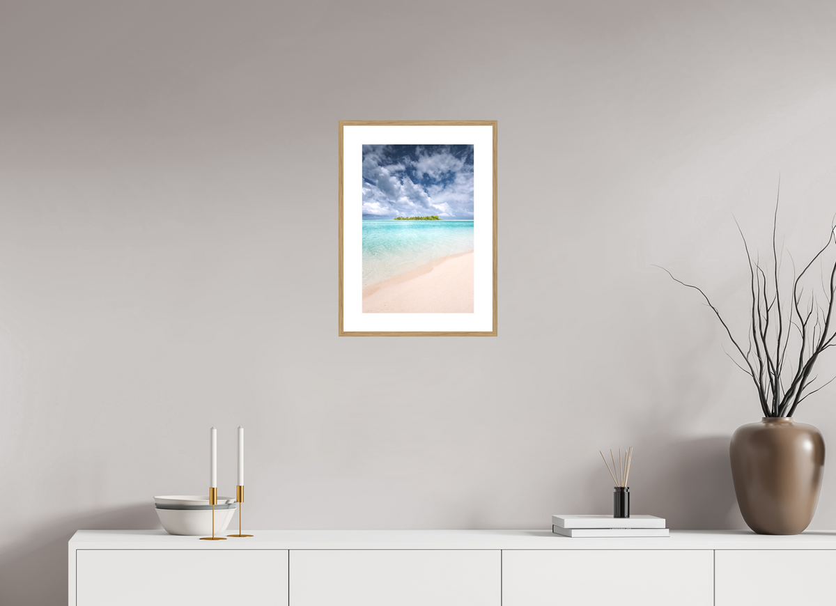 30 x 45 cm, Rahmen-Holzoptik Tropical Coastline, Aitutaki