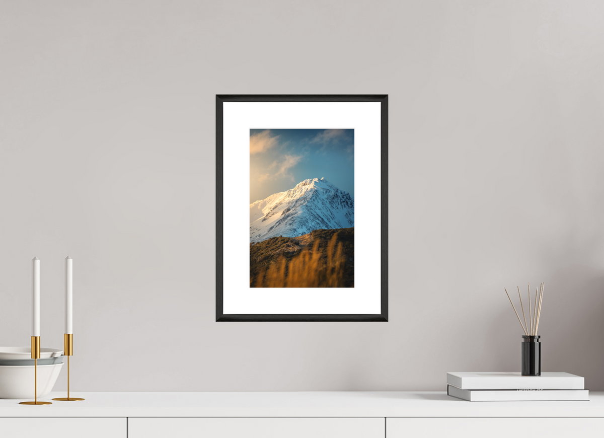20 x 30 cm, Rahmen-Schwarz Sunlit Peaks, Ushuaia