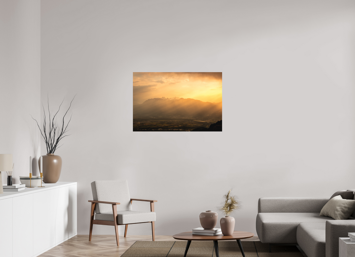 105 x 70 cm, Papierprint ohne Rahmen Hoher Kasten in Golden Light, Alpstein