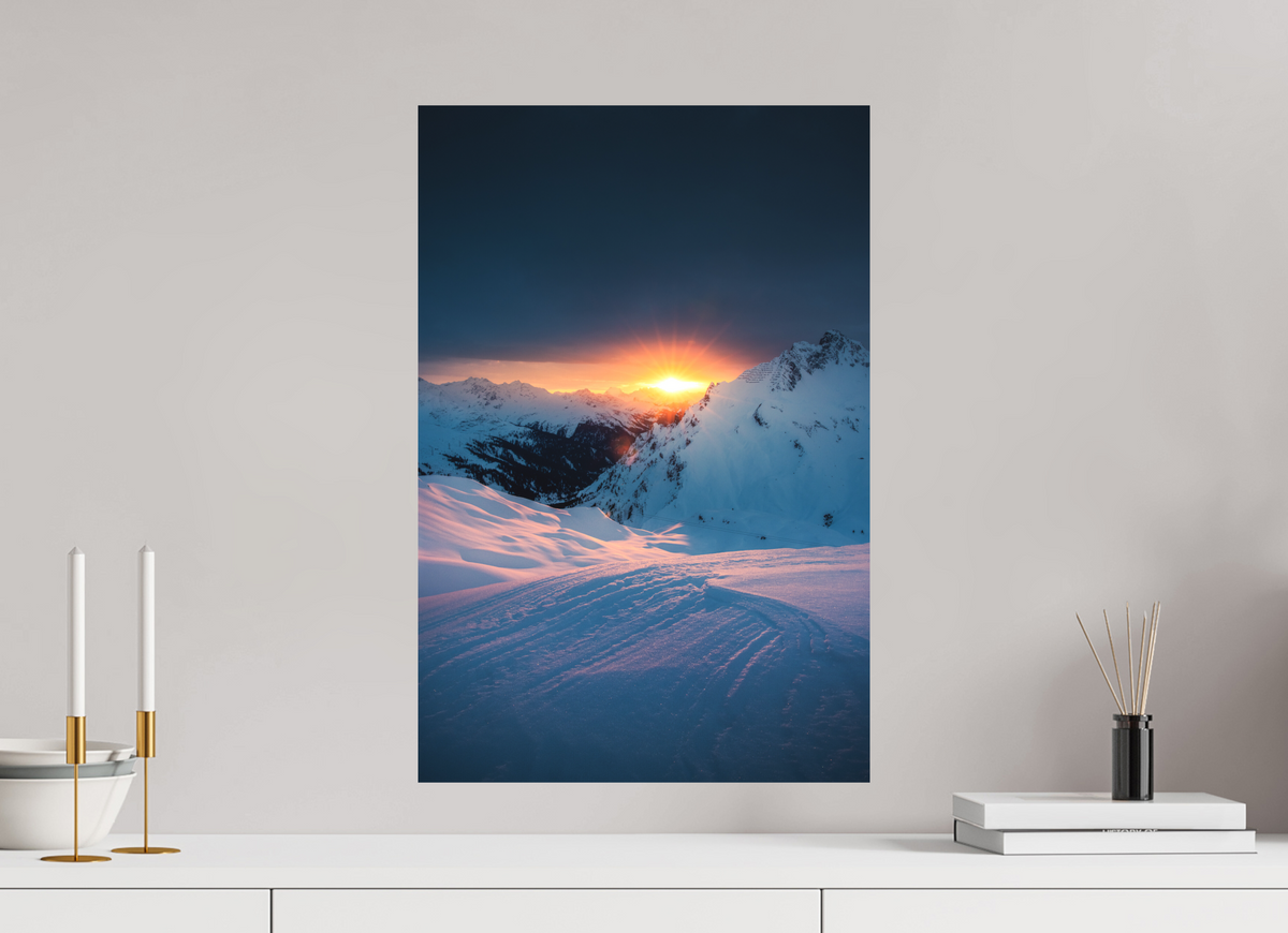 40 x 60 cm, Papierprint ohne Rahmen Sunset Above Zürs, Arlberg