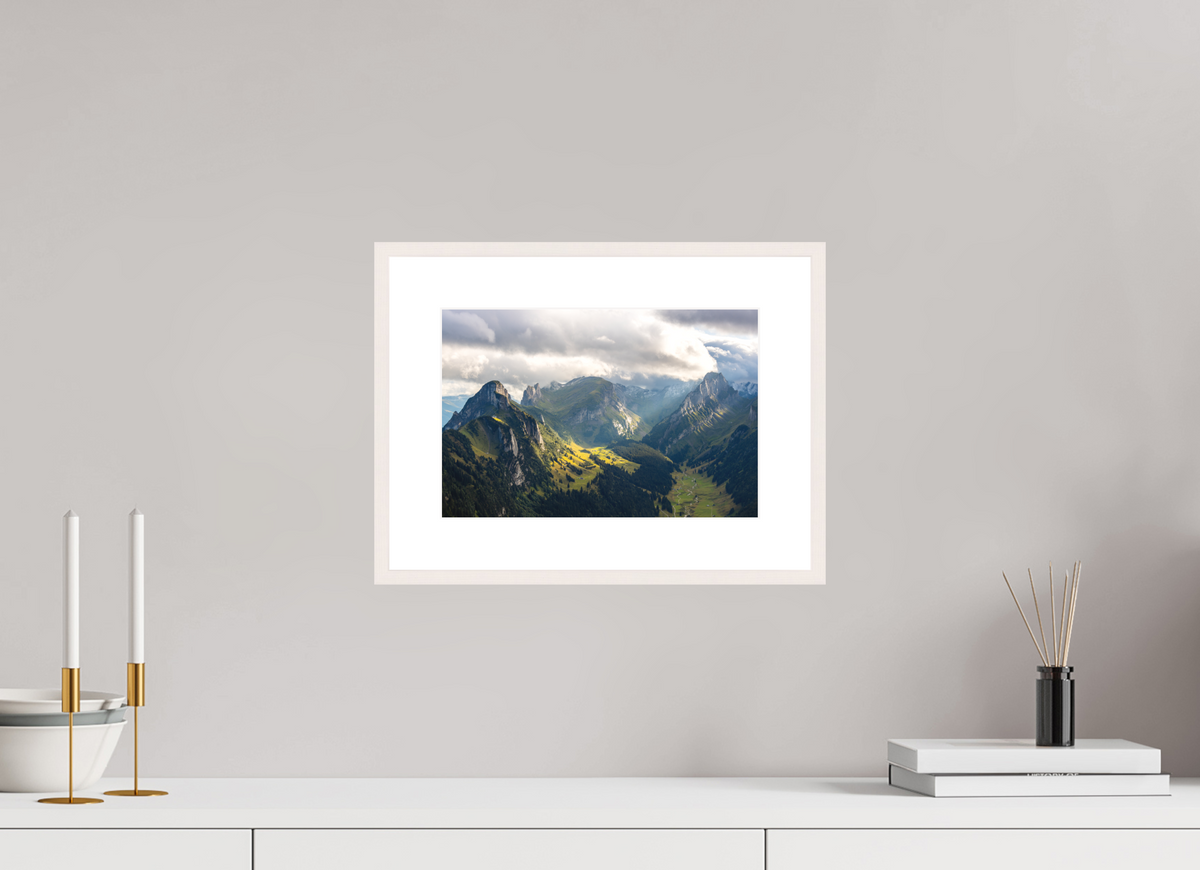 30 x 20 cm, Rahmen-Weiß Valley in the Alpstein