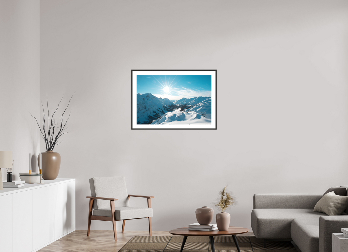90 x 60 cm, Rahmen-Schwarz Winter Mood in the Zugertal, Lech