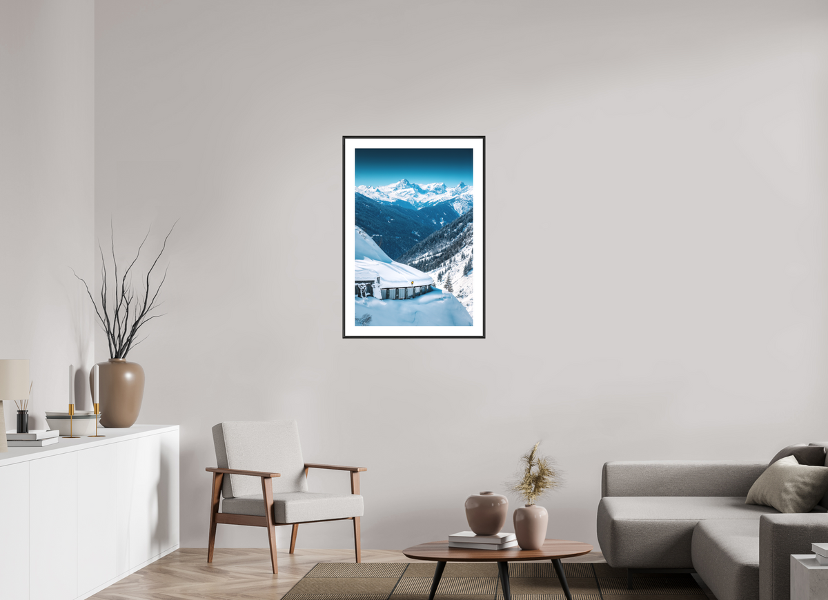 60 x 90 cm, Rahmen-Schwarz Ski Jump at the Flexenpass, Arlberg