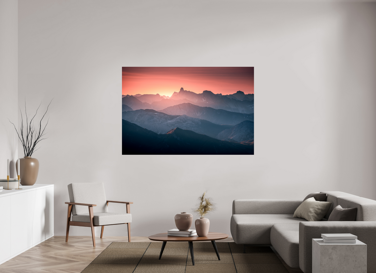 180 x 120 cm, Photo Print Under Acrylic Glass Mountain Layers Below the Mohnenfluh, Lech