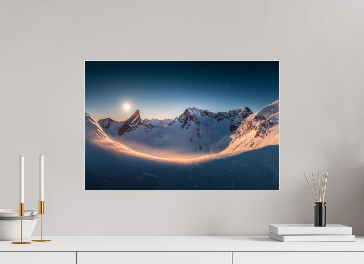 60 x 40 cm, Photo Print Under Acrylic Glass Full Moon at the Valluga, Arlberg