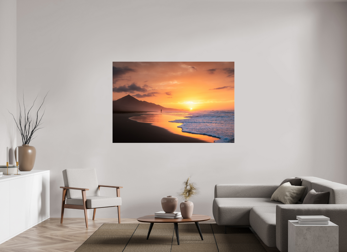 180 x 120 cm, Photo Print Under Acrylic Glass Sunset Angler at Cofete, Fuerteventura