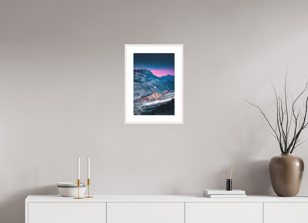 30 x 45 cm, Rahmen-Weiß Zürs at Night, Arlberg