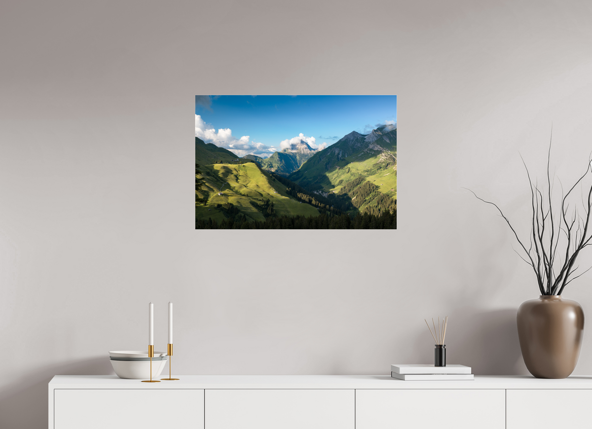 75 x 50 cm, Photo Print Under Acrylic Glass Valley View to the Biberkopf, Warth