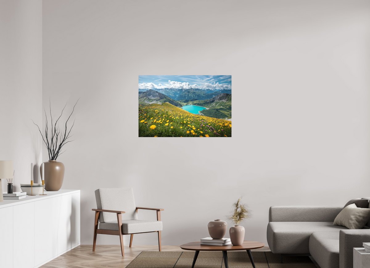105 x 70 cm, Papierprint ohne Rahmen Spullersee Summer Meadow, Lech