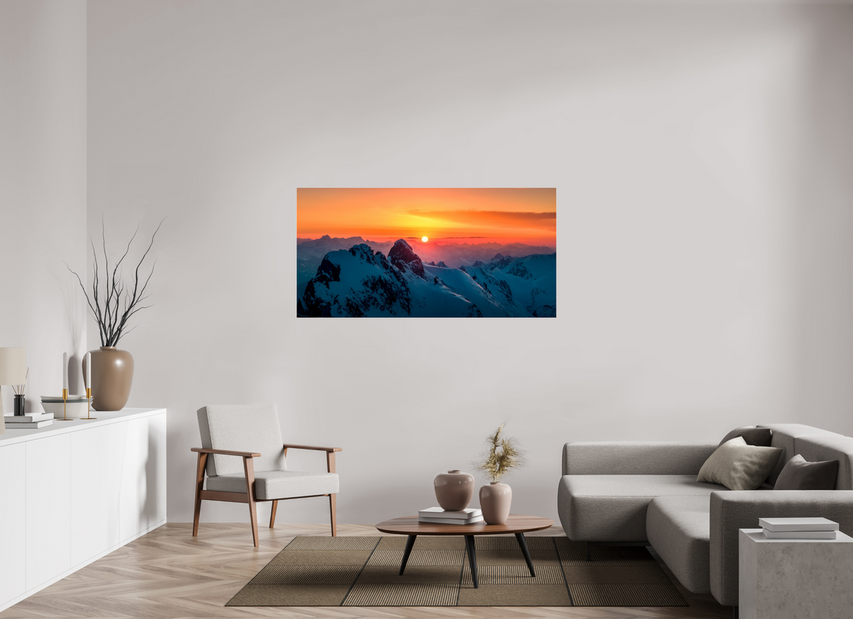 160 x 80 cm, Photo Print Under Acrylic Glass Winter Sunset Above Lech Zürs, Arlberg