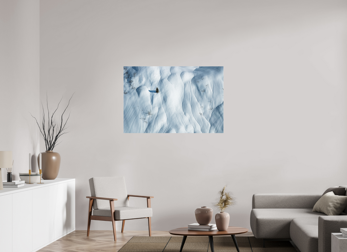 120 x 80 cm, Photo Print Under Acrylic Glass Lone Skier in the Snow Waves