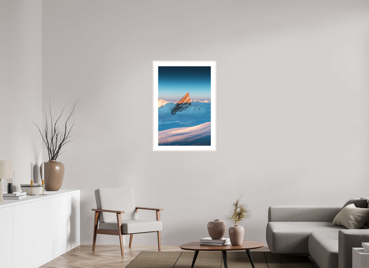 60 x 90 cm, Rahmen-Weiß Roggspitze Sunset Light, Arlberg