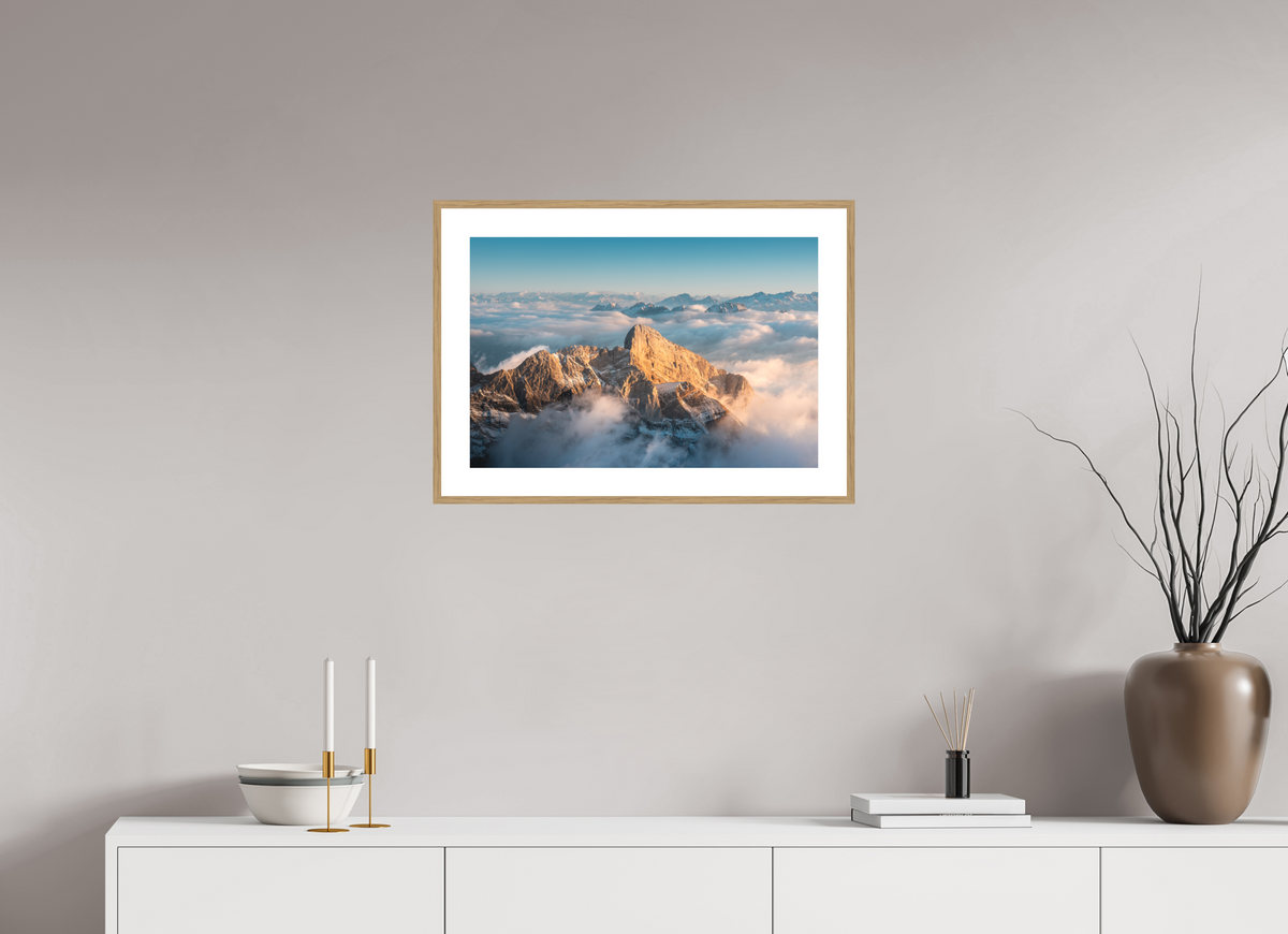 60 x 40 cm, Rahmen-Holzoptik Säntis Sunset, Switzerland Alps
