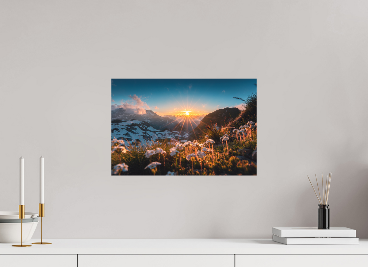 45 x 30 cm, Papierprint ohne Rahmen Sunset at the Madloch, Arlberg