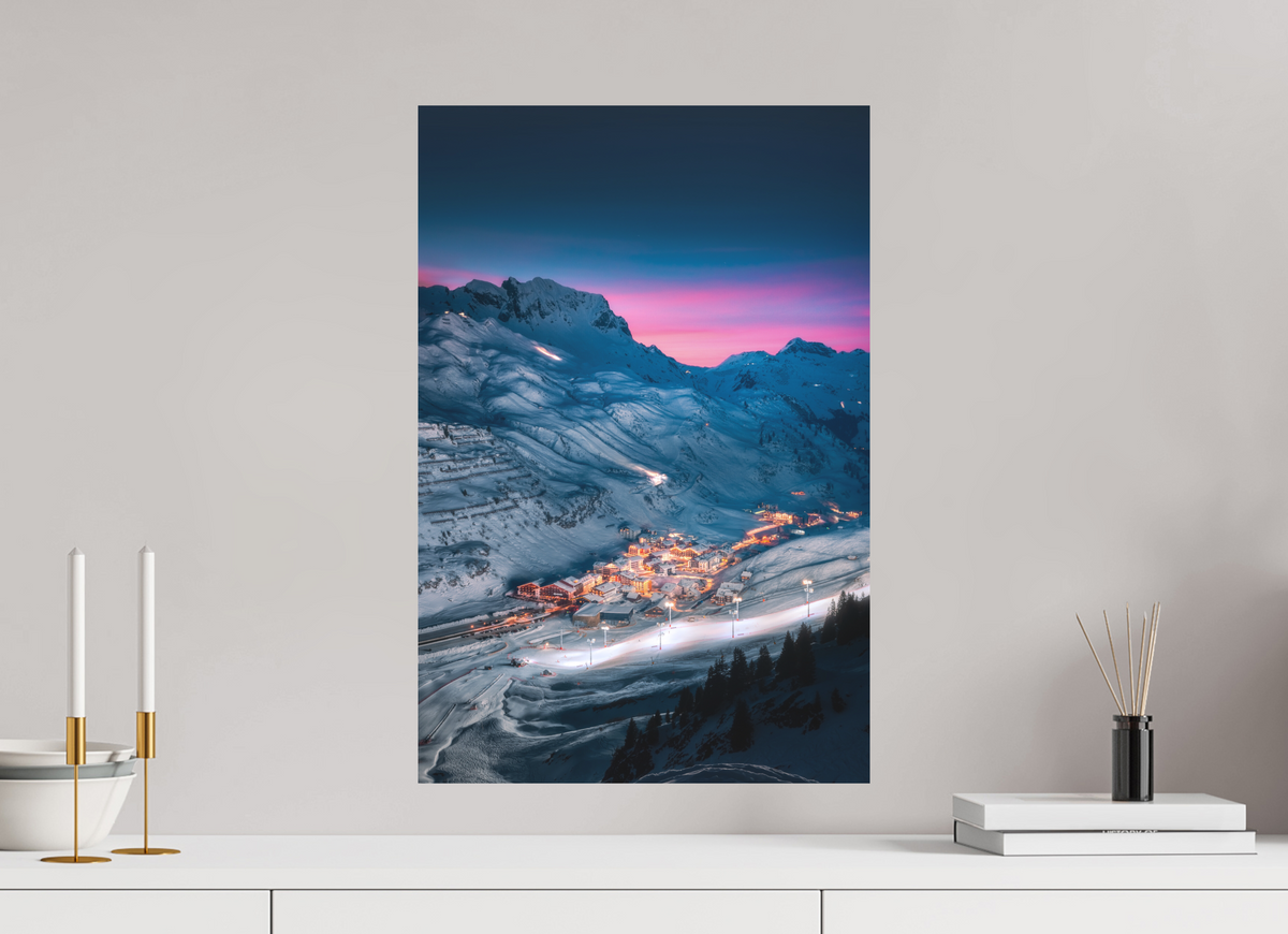 40 x 60 cm, Papierprint ohne Rahmen Zürs at Night, Arlberg