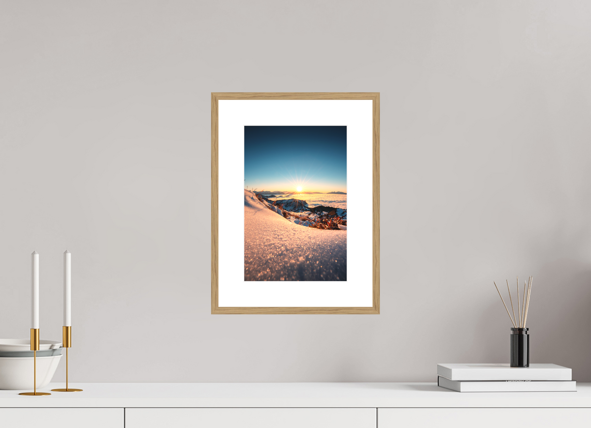 20 x 30 cm, Rahmen-Holzoptik Sunset Mountain Layers, Vorarlberg