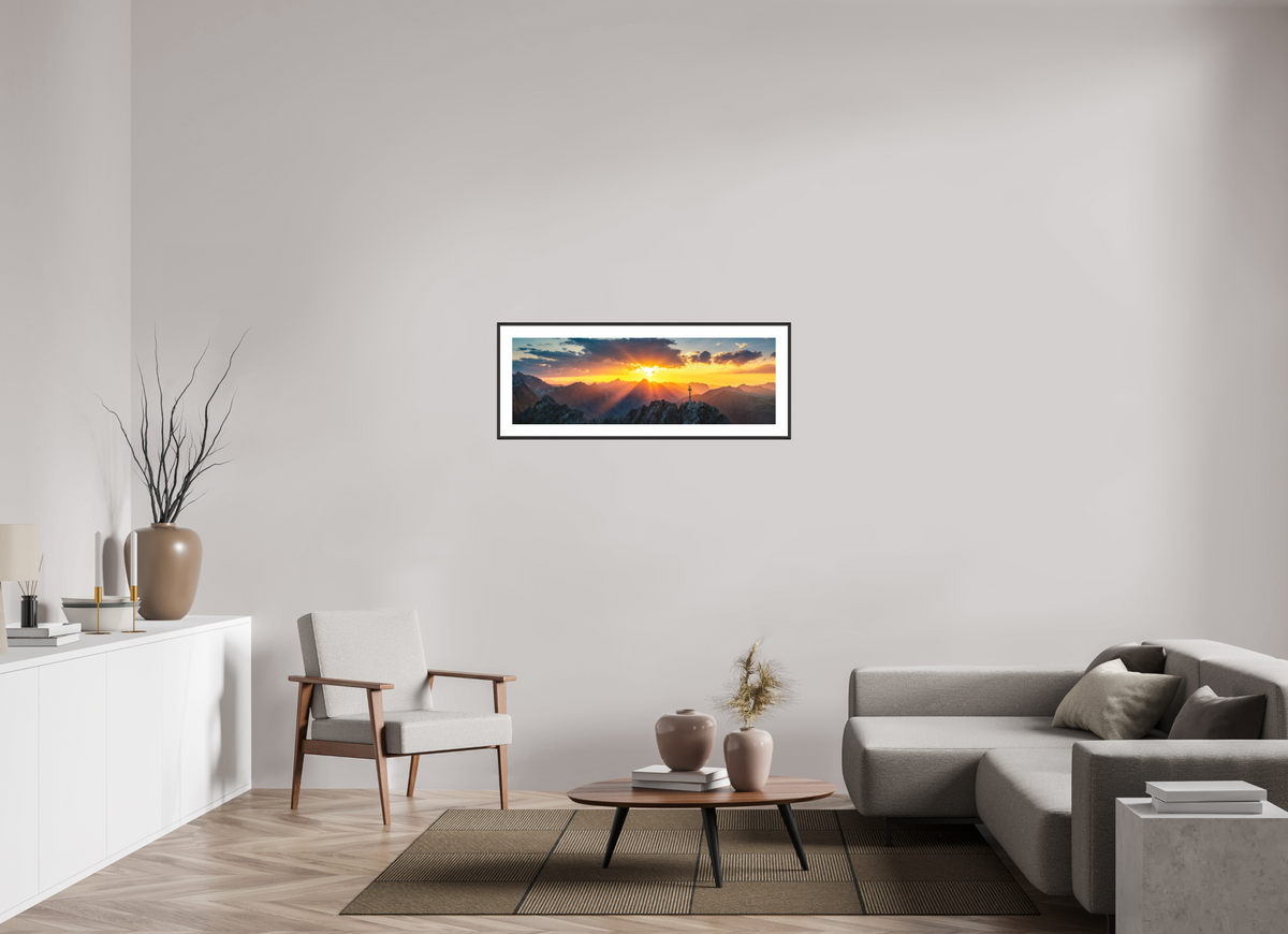 108 x 36 cm, Rahmen-Schwarz Sunset at the Karhorn, Warth