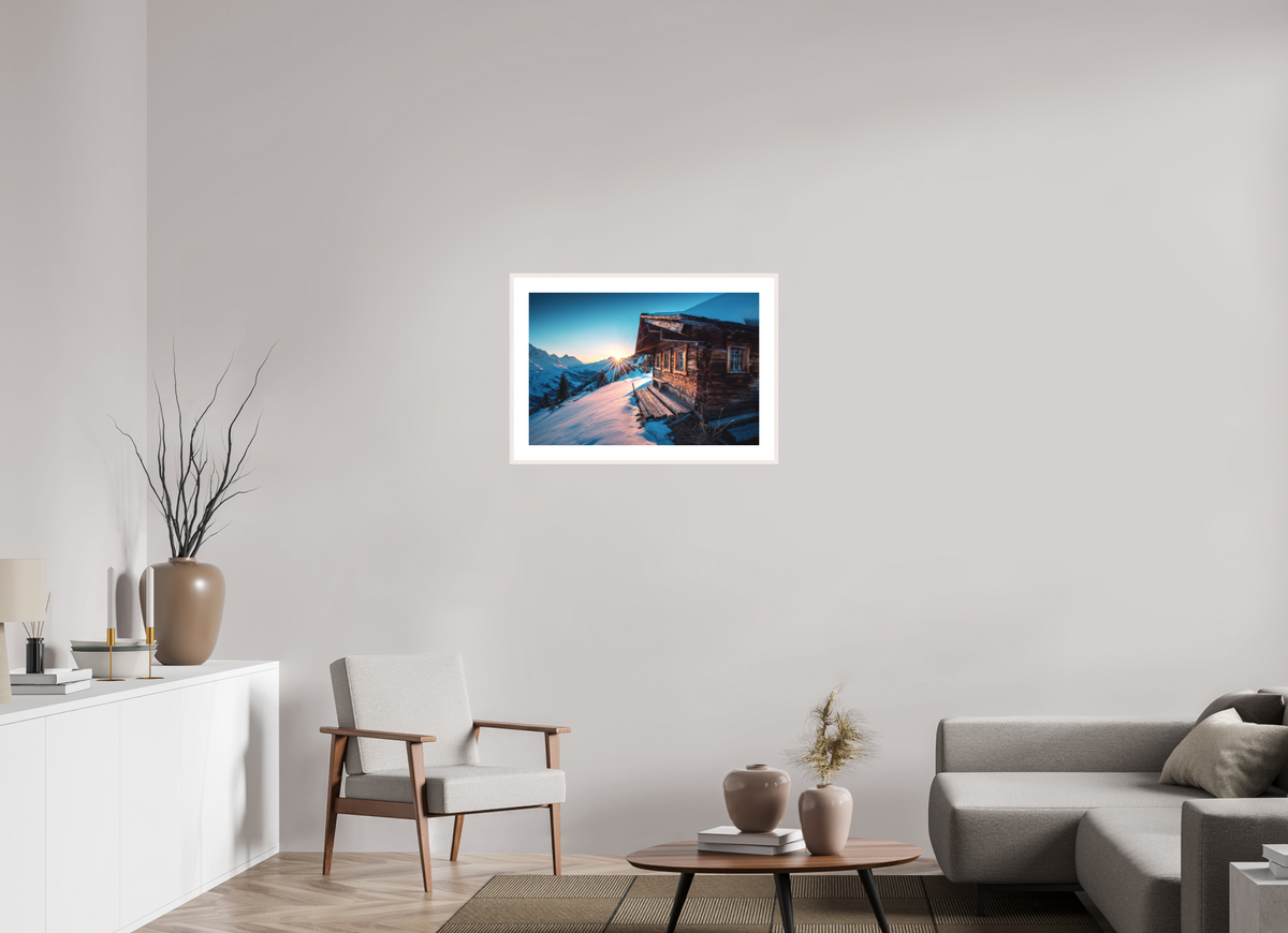 75 x 50 cm, Rahmen-Weiß Zuger Hütte, Arlberg