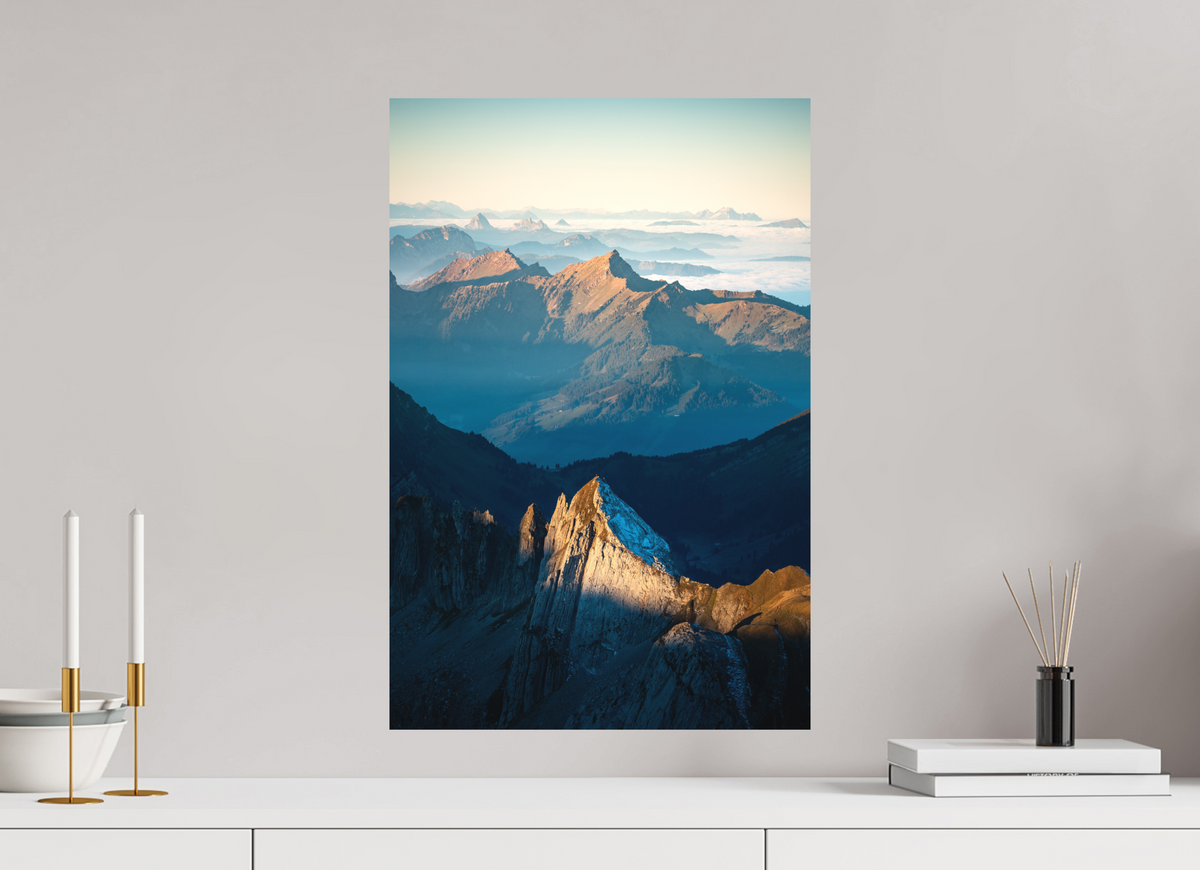 40 x 60 cm, Papierprint ohne Rahmen Säntis Peak at Sunrise, Switzerland