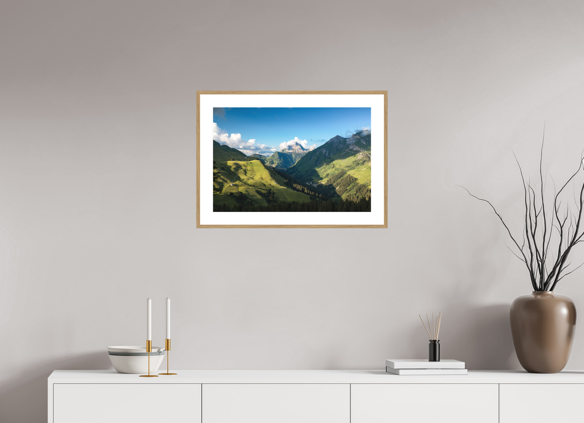60 x 40 cm, Rahmen-Holzoptik Valley View to the Biberkopf, Warth